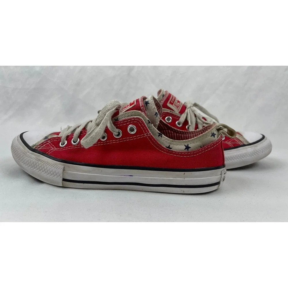Converse Chuck Taylor All Star Junior 5 Red Double Tongue Stars Canvas Sneaker